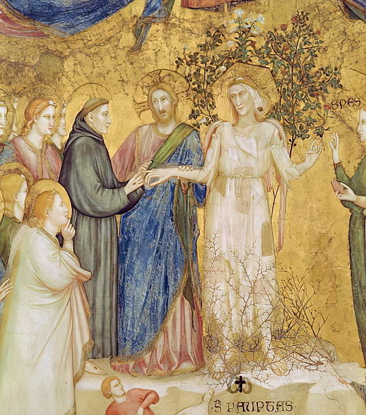 Giotto di Bondone - Christ blesses the Mystic Marriage of St Francis with Poverty 1330 - (MeisterDrucke-174936)